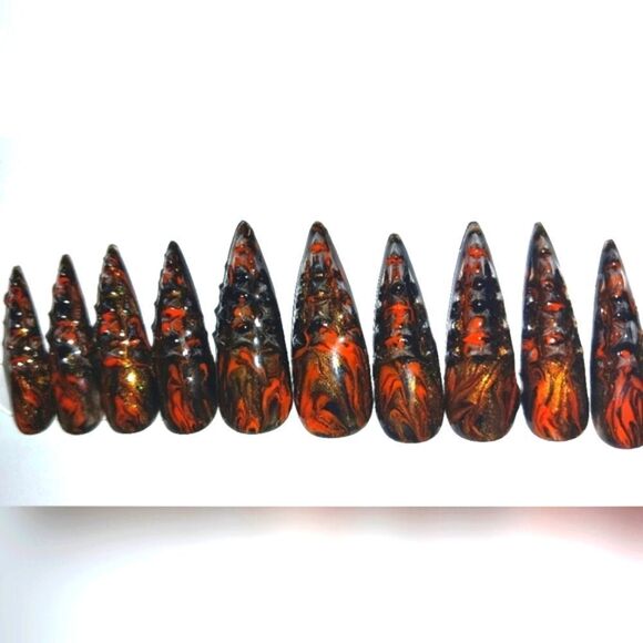 Hand crafted custom print 10pc short acrylic press on nails sz Small - Picture 6 of 6